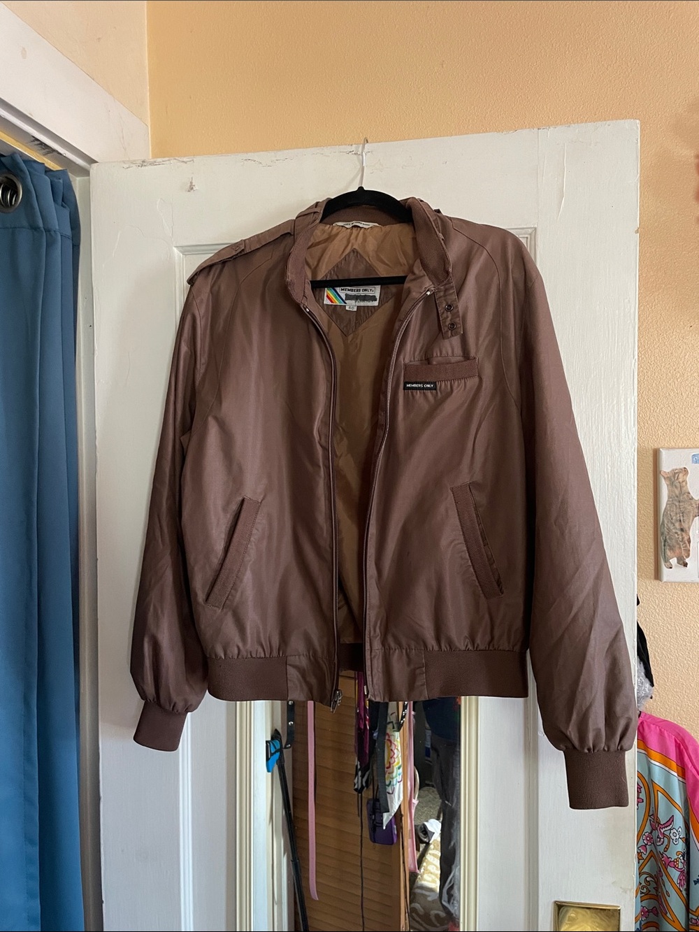 Members Only Taupe Brown Bomber Jacket Size 40 Medium